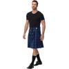 image:imageSCARLET DARKNESS Kilt for Men Scottish Tartan Kilt Celtic Traditional Kilts Black Blue Tartan M