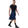 image:imageSCARLET DARKNESS Kilt for Men Scottish Tartan Kilt Celtic Traditional Kilts Black Blue Tartan M