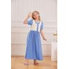 image:imageScarlet Darkness Girl Renaissance Dress Short Puff Sleeve Long Dresses Flower Girl Dress Size 714Light Blue