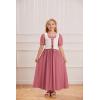 image:imageScarlet Darkness Girl Renaissance Dress Short Puff Sleeve Long Dresses Flower Girl Dress Size 714Rose Red