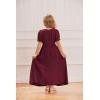 image:imageScarlet Darkness Girl Renaissance Dress Short Puff Sleeve Long Dresses Flower Girl Dress Size 714Wine