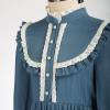 image:imageScarlet Darkness Girls Dresses Long Sleeve Casual High Neck Girl Dress Children Kids Ruffle Trim OutfitBlue