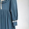 image:imageScarlet Darkness Girls Dresses Long Sleeve Casual High Neck Girl Dress Children Kids Ruffle Trim OutfitBlue