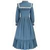 image:imageScarlet Darkness Girls Dresses Long Sleeve Casual High Neck Girl Dress Children Kids Ruffle Trim OutfitBlue