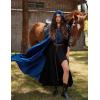 image:imageScarlet Darkness Renaissance Velvet Hooded Cape Medieval Witch Cloak Hobbit Costume for Women MenBlue