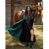 image:imageScarlet Darkness Renaissance Velvet Hooded Cape Medieval Witch Cloak Hobbit Costume for Women MenGreen