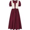 image:imageScarlet Darkness Girl Renaissance Dress Short Puff Sleeve Long Dresses Flower Girl Dress Size 714Wine