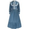 image:imageScarlet Darkness Girls Dresses Long Sleeve Casual High Neck Girl Dress Children Kids Ruffle Trim OutfitBlue