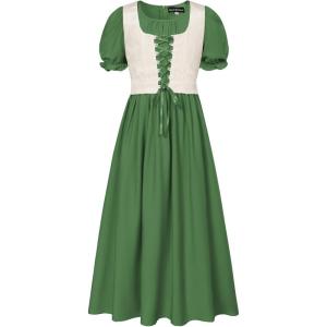 image:imageScarlet Darkness Girl Renaissance Dress Short Puff Sleeve Long Dresses Flower Girl Dress Size 714Dark Green