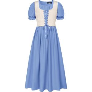image:imageScarlet Darkness Girl Renaissance Dress Short Puff Sleeve Long Dresses Flower Girl Dress Size 714Light Blue