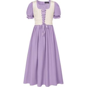 image:imageScarlet Darkness Girl Renaissance Dress Short Puff Sleeve Long Dresses Flower Girl Dress Size 714Purple