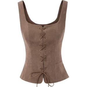 image:imageScarlet Darkness Renaissance Costume Women Corset Tops for Women Cosplay Costume Pirate BodiceCoffee
