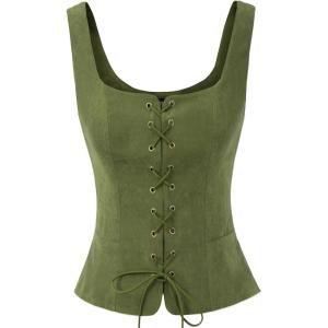 image:imageScarlet Darkness Renaissance Costume Women Corset Tops for Women Cosplay Costume Pirate BodiceOlive Green