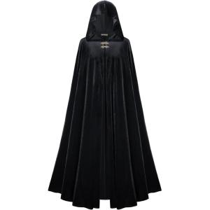 image:imageScarlet Darkness Renaissance Velvet Hooded Cape Medieval Witch Cloak Hobbit Costume for Women MenBlack