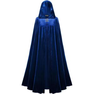 image:imageScarlet Darkness Renaissance Velvet Hooded Cape Medieval Witch Cloak Hobbit Costume for Women MenBlue