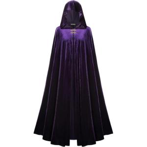 image:imageScarlet Darkness Renaissance Velvet Hooded Cape Medieval Witch Cloak Hobbit Costume for Women MenPurple