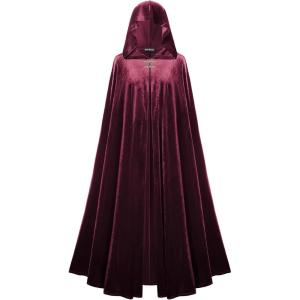 image:imageScarlet Darkness Renaissance Velvet Hooded Cape Medieval Witch Cloak Hobbit Costume for Women MenWine
