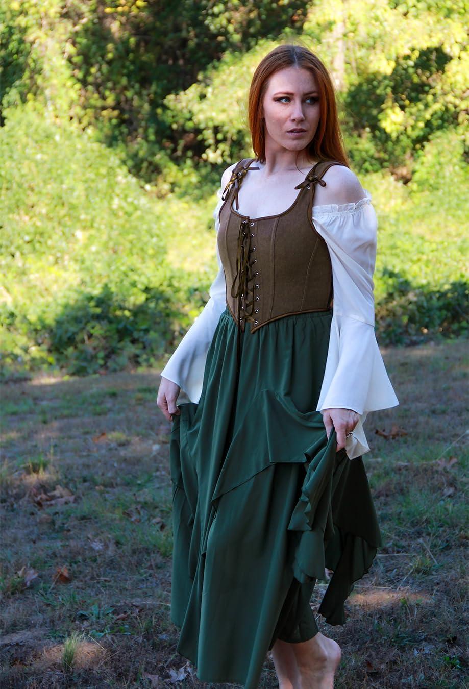 image:imageSCARLET DARKNESS Womens Renaissance Corset Tops Vintage Lace Up Overbust Bustier BodiceDeep Drown