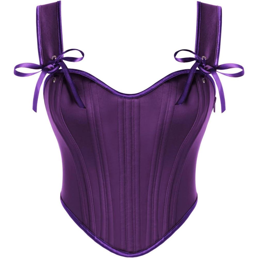 image:imageScarlet Darkness Corset Tops for Women Vintage Renaissance Sweetheart Fishboned Bustier TopsPurple