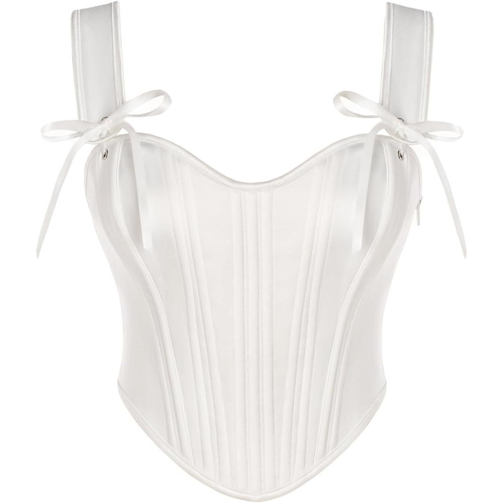 image:imageScarlet Darkness Corset Tops for Women Vintage Renaissance Sweetheart Fishboned Bustier TopsWhite