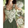 image:imageSCARLET DARKNESS Corset Tops for Women Renaissance Costume Floral Lace Up Boned Bustier with ZipGreen Leaves