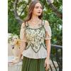 image:imageSCARLET DARKNESS Corset Tops for Women Renaissance Costume Floral Lace Up Boned Bustier with ZipGreen Leaves