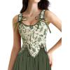 image:imageSCARLET DARKNESS Corset Tops for Women Renaissance Costume Floral Lace Up Boned Bustier with ZipGreen Leaves