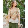 image:imageSCARLET DARKNESS Corset Tops for Women Renaissance Costume Floral Lace Up Boned Bustier with ZipOrange Floral