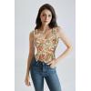 image:imageSCARLET DARKNESS Corset Tops for Women Renaissance Costume Floral Lace Up Boned Bustier with ZipOrange Floral
