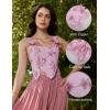 image:imageSCARLET DARKNESS Corset Tops for Women Renaissance Costume Floral Lace Up Boned Bustier with ZipPink