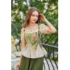 image:imageSCARLET DARKNESS Corset Tops for Women Renaissance Costume Floral Lace Up Boned Bustier with ZipYellow Blossom