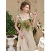 image:imageSCARLET DARKNESS Corset Tops for Women Renaissance Costume Floral Lace Up Boned Bustier with ZipYellow Blossom