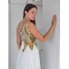 image:imageSCARLET DARKNESS Corset Tops for Women Renaissance Costume Floral Lace Up Boned Bustier with ZipYellow Blossom