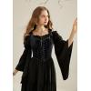 image:imageSCARLET DARKNESS Renaissance Corset Tops for Women Pirate Lace Up Overbust Velvet Bustier BodiceBlack