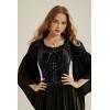 image:imageSCARLET DARKNESS Renaissance Corset Tops for Women Pirate Lace Up Overbust Velvet Bustier BodiceBlack