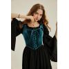 image:imageSCARLET DARKNESS Renaissance Corset Tops for Women Pirate Lace Up Overbust Velvet Bustier BodiceCerulean