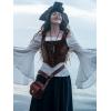 image:imageSCARLET DARKNESS Renaissance Corset Tops for Women Pirate Lace Up Overbust Velvet Bustier BodiceDark Brown