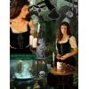 image:imageSCARLET DARKNESS Renaissance Corset Tops for Women Pirate Lace Up Overbust Velvet Bustier BodiceDark Green