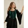 image:imageSCARLET DARKNESS Renaissance Corset Tops for Women Pirate Lace Up Overbust Velvet Bustier BodiceDark Green