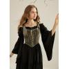 image:imageSCARLET DARKNESS Renaissance Corset Tops for Women Pirate Lace Up Overbust Velvet Bustier BodiceGolden Coffee
