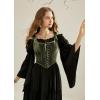 image:imageSCARLET DARKNESS Renaissance Corset Tops for Women Pirate Lace Up Overbust Velvet Bustier BodiceOlive Green