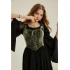 image:imageSCARLET DARKNESS Renaissance Corset Tops for Women Pirate Lace Up Overbust Velvet Bustier BodiceOlive Green