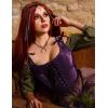 image:imageSCARLET DARKNESS Renaissance Corset Tops for Women Pirate Lace Up Overbust Velvet Bustier BodicePurple