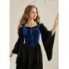 image:imageSCARLET DARKNESS Renaissance Corset Tops for Women Pirate Lace Up Overbust Velvet Bustier BodiceRoyal Blue