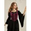 image:imageSCARLET DARKNESS Renaissance Corset Tops for Women Pirate Lace Up Overbust Velvet Bustier BodiceWine Red