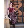 image:imageSCARLET DARKNESS Renaissance Corset Tops for Women Pirate Lace Up Overbust Velvet Bustier BodiceWine Red