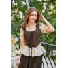 image:imageSCARLET DARKNESS Womens Renaissance Corset Tops Vintage Lace Up Overbust Bustier BodiceDeep Drown