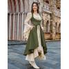 image:imageSCARLRT DARKNESS Women Renaissance Costume Underbust Pirate Peasant High Low Dress with PocketsArmy Green