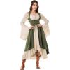 image:imageSCARLRT DARKNESS Women Renaissance Costume Underbust Pirate Peasant High Low Dress with PocketsArmy Green