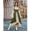 image:imageSCARLRT DARKNESS Women Renaissance Costume Underbust Pirate Peasant High Low Dress with PocketsArmy Green